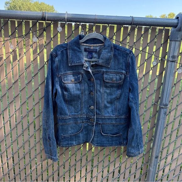 Baccini Women Long Sleeve Button Down Medium Denim Jacket Pockets Size L - Picture 2 of 6